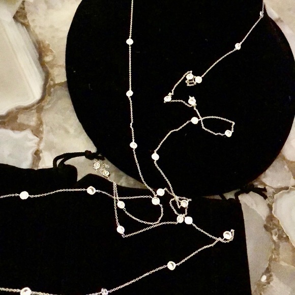 Longest 54” Cubic Zirconia Bezel Set Necklace-NWT-Boutique - Picture 1 of 9
